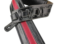 Load image into Gallery viewer, Walker &amp; Williams C-34 Black and Red Double Padded Premium Leather Strap

